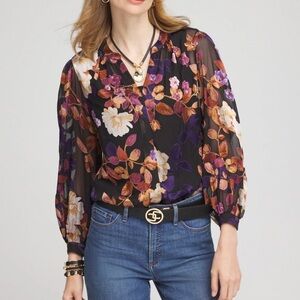 CHICO’S New with Tags Floral Burnout Blouse Chico's Size 4 XXL or 20/22